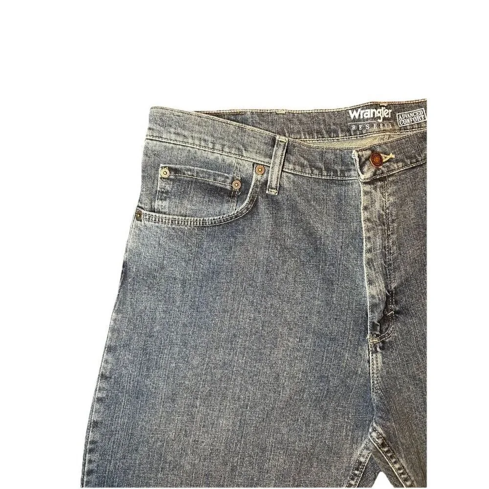 Wrangler Reserve Advanced Comfort Straight Leg Denim Blue Jeans Men's Size 38x29